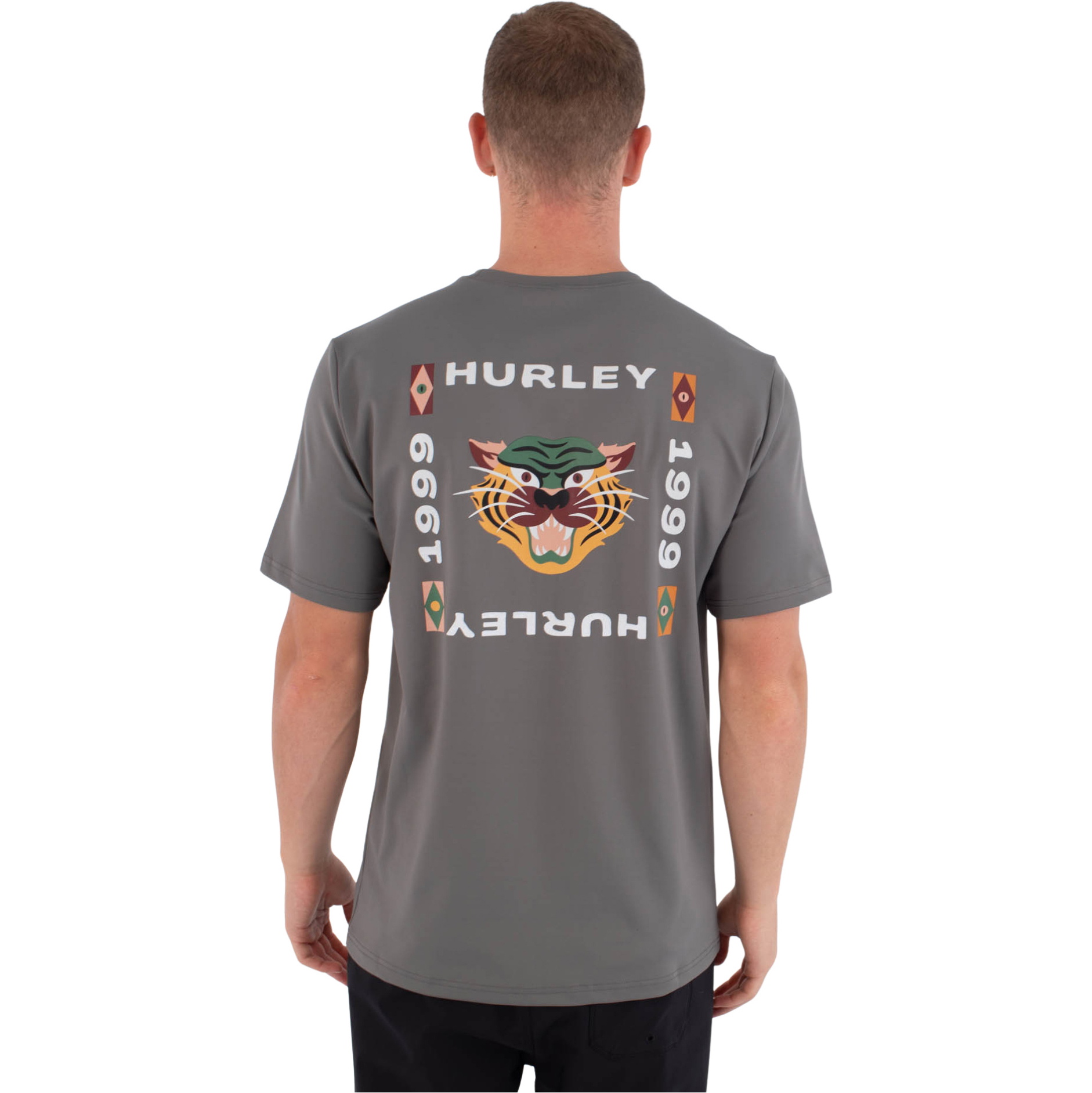 2026 Hurley Mens Regular Bolud Short Sleeve Rash Vest MLEU00005 - Dark Stone Grey